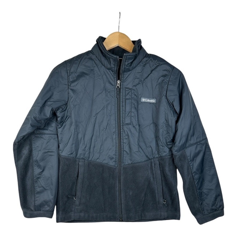 Columbia Size L Boys Gray Full Zip Stand Collar Zip Pocket Insulated‎ Jacket